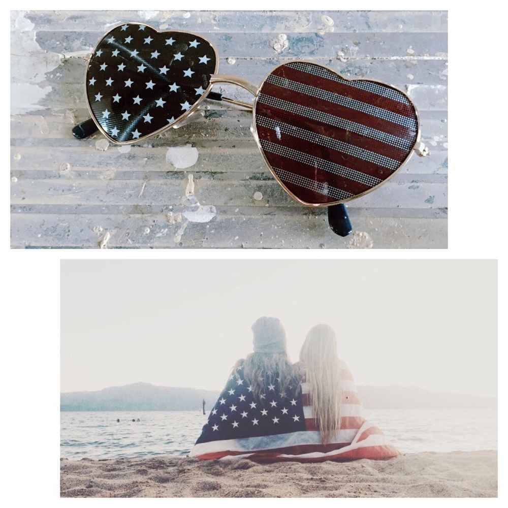 Heart Sunglasses Red White & Blue American Flag